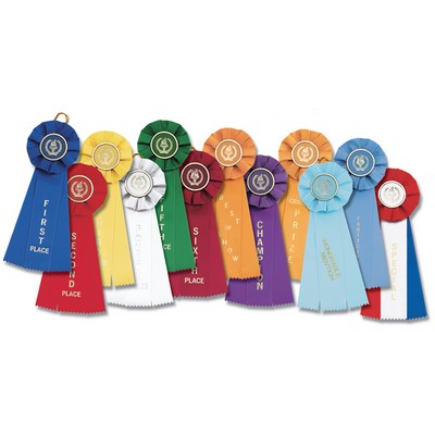 Victory Torch Stock Rosette Ribbon w/3 Streamers