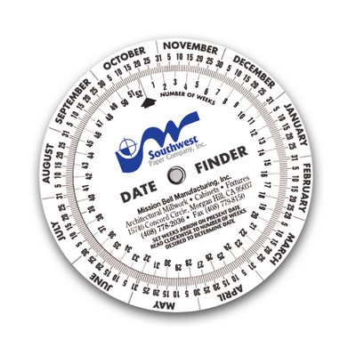 6" Diameter Date Finder Calendar Wheel