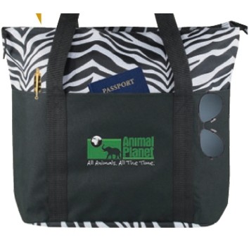 Zebra Poly Zippered Tote Bag