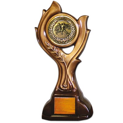 Stock 15" Victory Trophy- 2" Soccer Male Coin With Engraving Plate