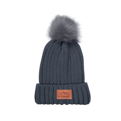 Knit Beanie With Fur Pom Pom