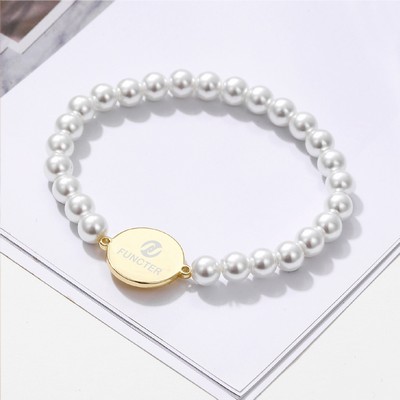 Pearl Bracelet for Women Dainty Golden Charm Pearl Beaded Bracelet With Pendant Jewelry