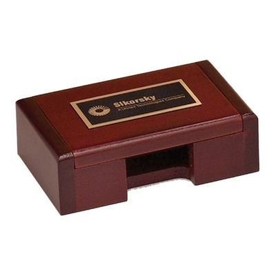 4.4" x 2.875" Rosewood Finish Business Card Box