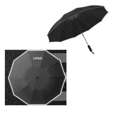 Foldable Windproof Inverted Umbrella W/ Reflective Strips