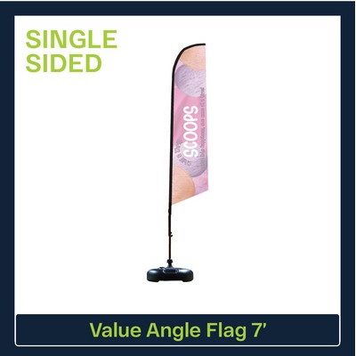 Value 7' Angle Flag - Single Sided Graphic Water Base