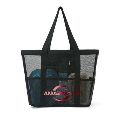 Large Beach Tote With Zipper Pocket Beach Tote Bag