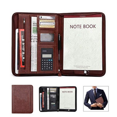 Leather Documents Organizer w/Calculator