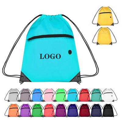 Zippered 210D Drawstring Backpack
