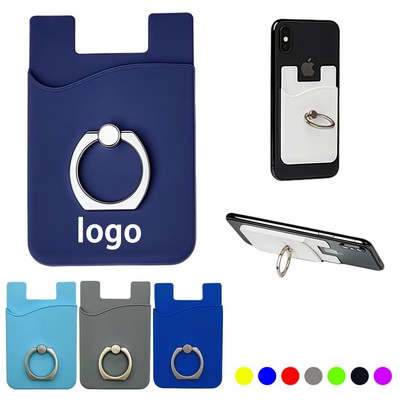 Silicone Phone Wallet With 360 Degree Ring Stand
