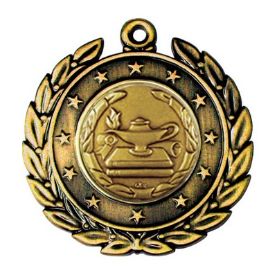 Stock Star Wreath 2" Medal- Lamp of Knowledge