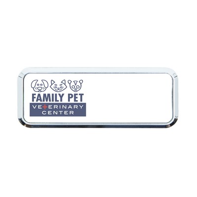 Plastic Framed Badge Rounded Corners - No Personalization 1"X3" (Screened)