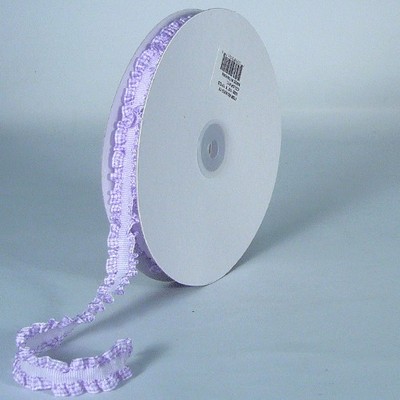 Lavender Gingham Ruffled Ribbon w/Stitch Trim