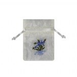 Forget Me Not Flower Embroidered Satin Bag