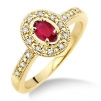 Jilco Inc. Yellow Gold Diamond & Ruby Ring