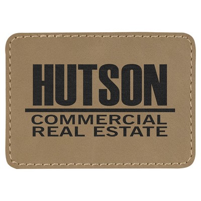 Rectangle Light Brown Leatherette Patch with Adhesive