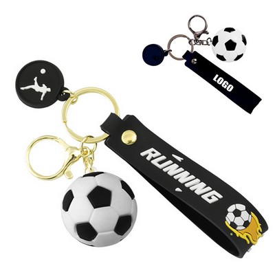 Running 3D Football PVC Keychain Key Ring