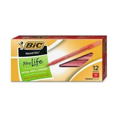 BIC Round Stic Ballpoint Pens - Red, 12 Pack (Case of 36)