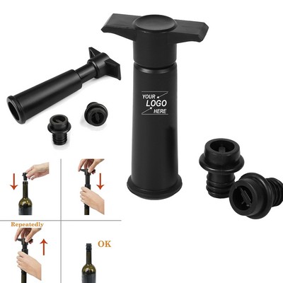 Vacuum Wine Saver Pump with Stoppers Black