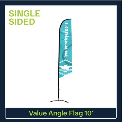 Value 10' Angle Flag - Single Sided Graphic Black X Base