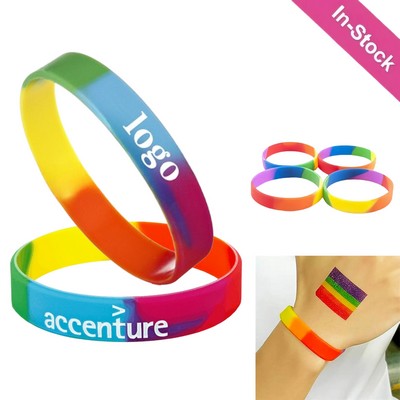 Customized Rainbow Silicone Wristbands