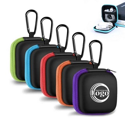 EVA Square Earbuds Carrying Case With Carabiner