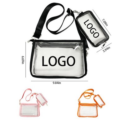Custom Stadium Approved Water Resistant Clear PVC Crossbody Shoulder Bag