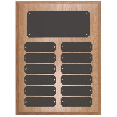11¾" x 12¾" Cherry Finish Perpetual Plaque with 12 Plates