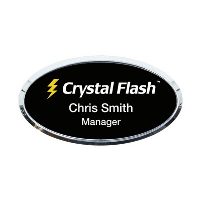 Plastic Framed Badges Oval (1.5"X3") (Screened & Engraved)