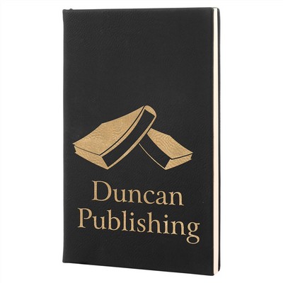 5 1/4" x 8 1/4" Black/Gold Leatherette Journal