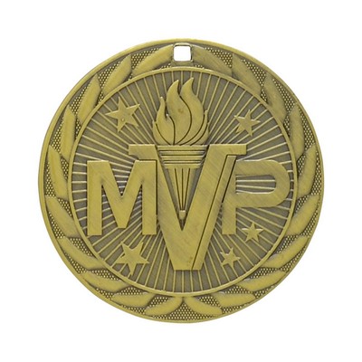 Iron Sculptured Medal - Mvp - Antique Silver, Award Trophy, "