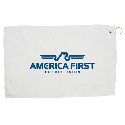 White Microfiber Super Soft Golf Towel - W/Hook & Grommet (15" x 24")