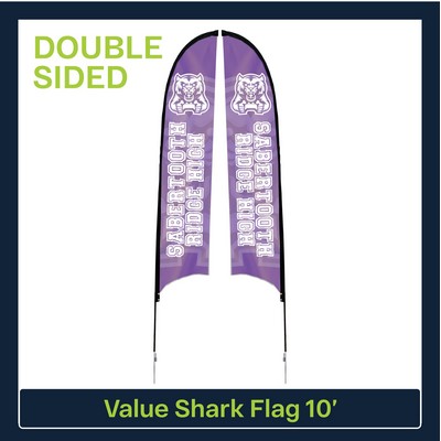 Value 10' Shark Flag - Double Sided w/Spike Base and Carry Bag