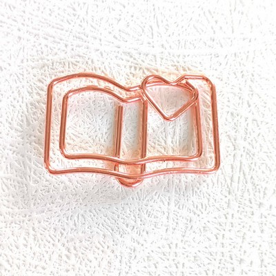 Book Shape Metal Paper Clasp Custom Shaped Paper Clip