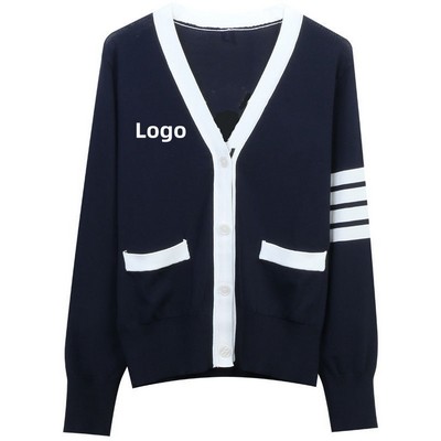 Custom Varsity Button Down Contrast Cardigan