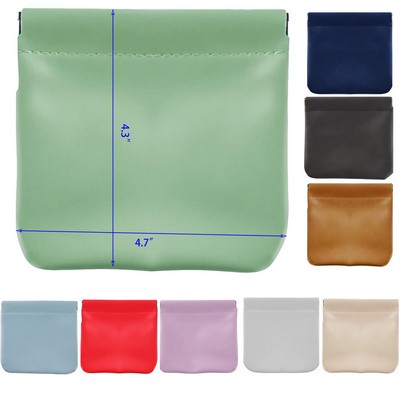 Self Closing Lambskin Pocket Cosmetic Bag for Cosmetics Headphones Jewelry