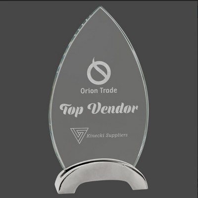 7.5" Oval Platinum Glass w/ Metal Arch Base