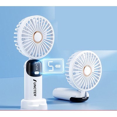 Portable Handheld Fan, 5 Speed Adjustable Fan with LED Display, Handheld/Neck/Desk 3 in 1 Small Fan