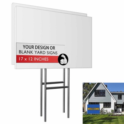 Customizable 17"x12" Blank Yard Sign With Sturdy Stakes