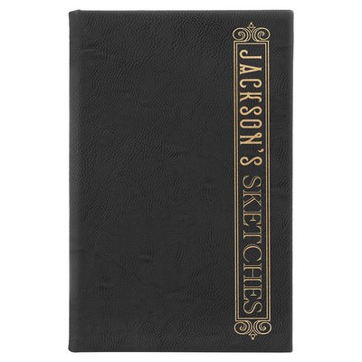 Black/Gold Leatherette Sketch Book with Unlined Notepad