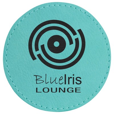 3" Round Teal Leatherette Patch with Adhesive
