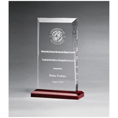 Apex Clear Acrylic Award w/Red Highlights and Red Base