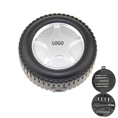 24 Pieces Repair Tool Set W/ Tire-Shaped Storage Case