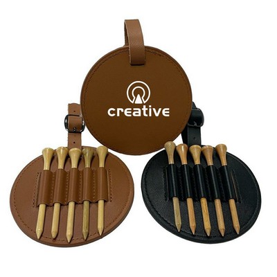 PU Leather Golf Tee Holder Pouch