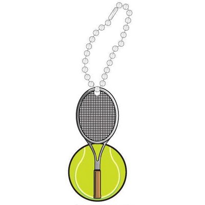Tennis Ball & Racket Promotional Key Chain w/ Black Back (12 Square Inch)