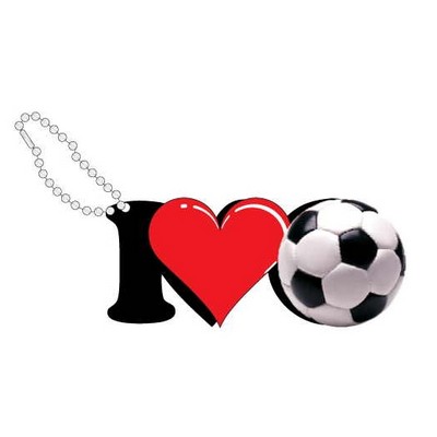 I Love Soccer Promotional Key Chain w/ Black Back (10 Square Inch)