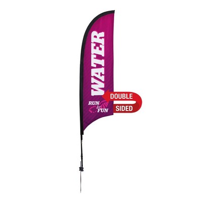 7' Premium Razor Sail Sign Flag, 2-Sided, Ground Spike