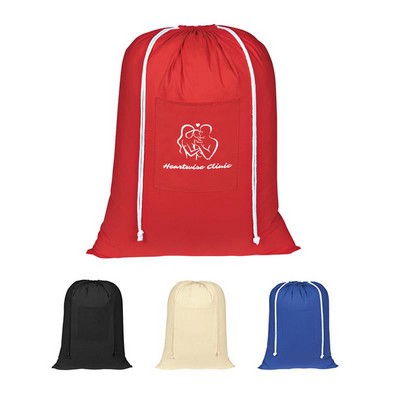100% Cotton Laundry Bag with Drawstring Closure