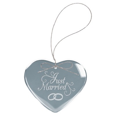 3" Clear Heart Glass Ornament with Silver String