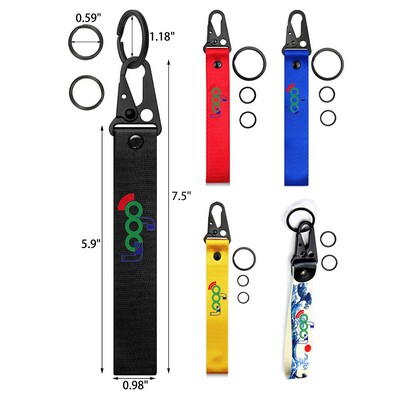 Nylon Wrist Motorcycle Keychain With Black Eagle Mouth Buckle