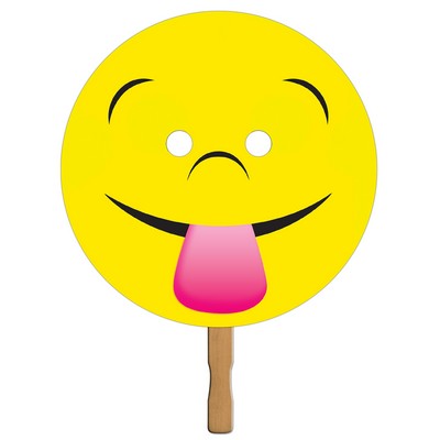 Stock Digital Large Head Fan w/ 12" Wooden Stick & Both Sides Imprint (12"
